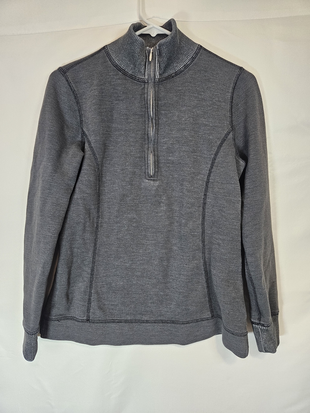 Eddie Bauer Charcoal Ribbed Half-Zip Sweater Business Casual Office Fall Winter